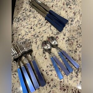 Faux Blue Agate utensil set